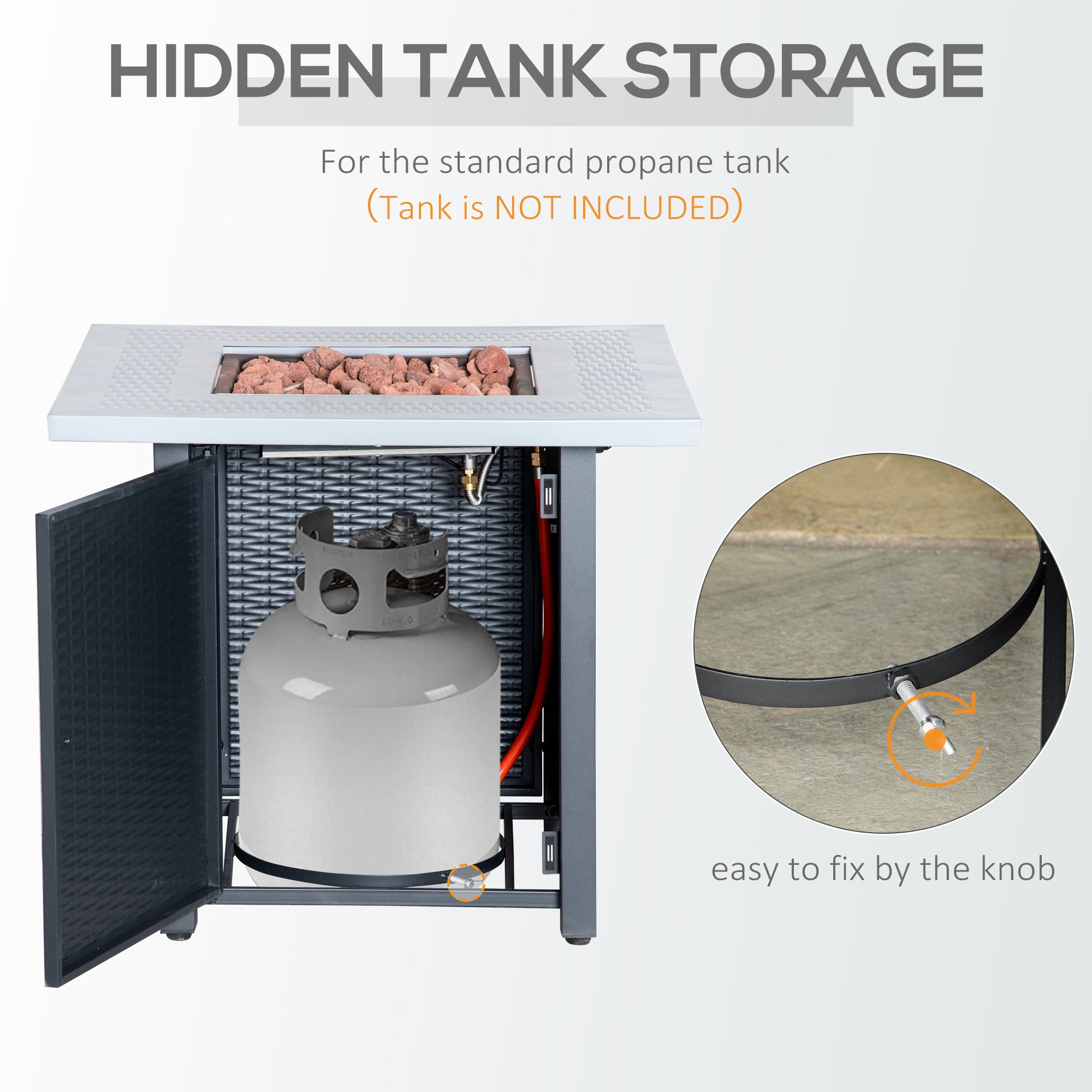 Outsunny 71 x 71cm 40000 BTU Gas Firepit Table - Black/Grey