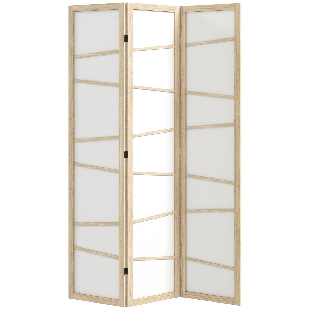 HOMCOM Wooden Folding Privacy Screen, 3 Panel Room Divider for Bedroom, Natural Wood Finish