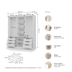 Vira Sliding Door Wardrobe 180cm