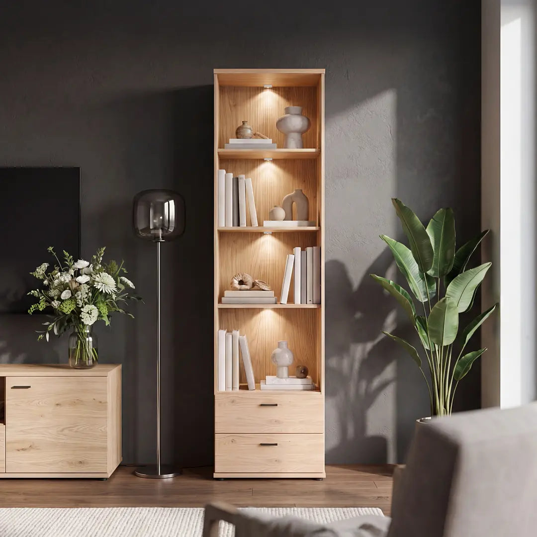 Verniq Bookcase 55cm in Oak Natural, image 2