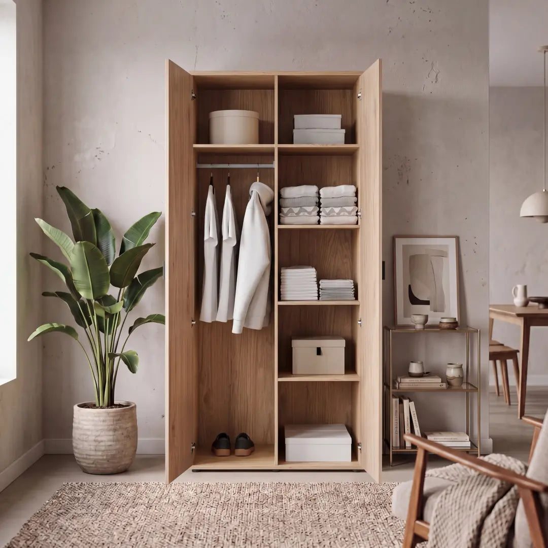 Verniq Hinged Door Wardrobe 90cm in Oak Natural, image 2