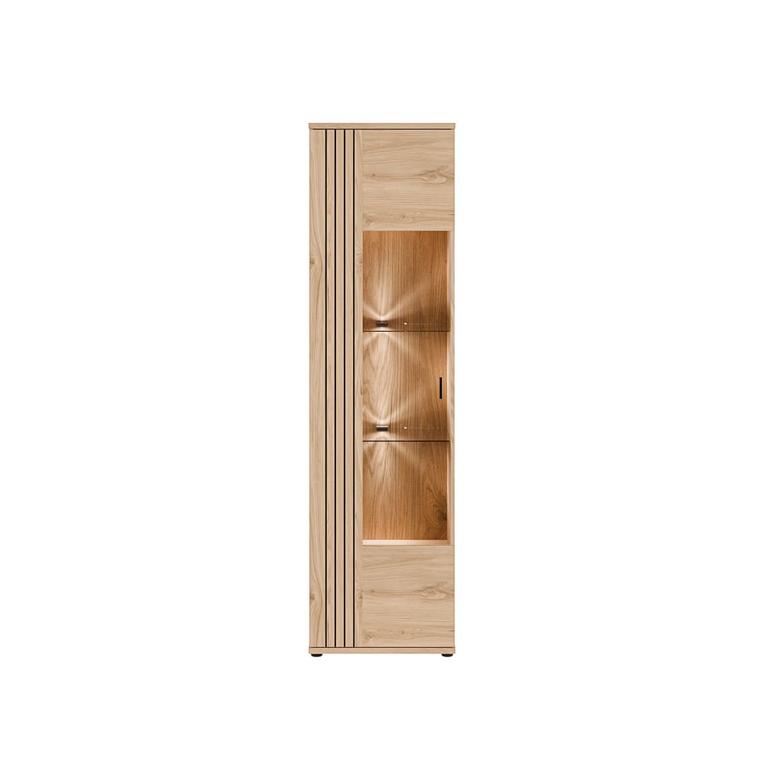 Verniq Tall Display Cabinet 55cm in Oak Natural, image 8