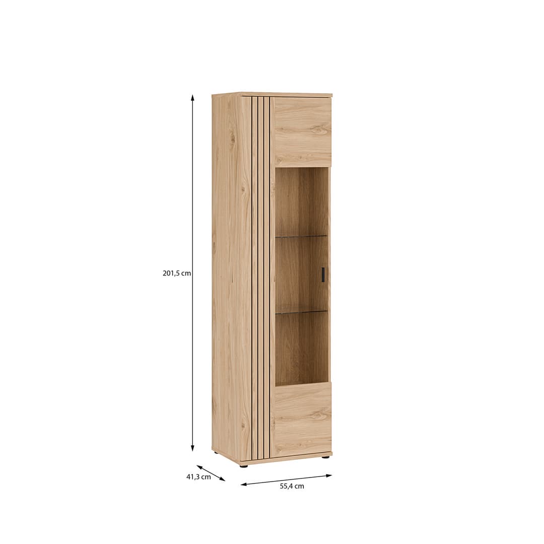 Verniq Tall Display Cabinet 55cm in Oak Natural, image 9