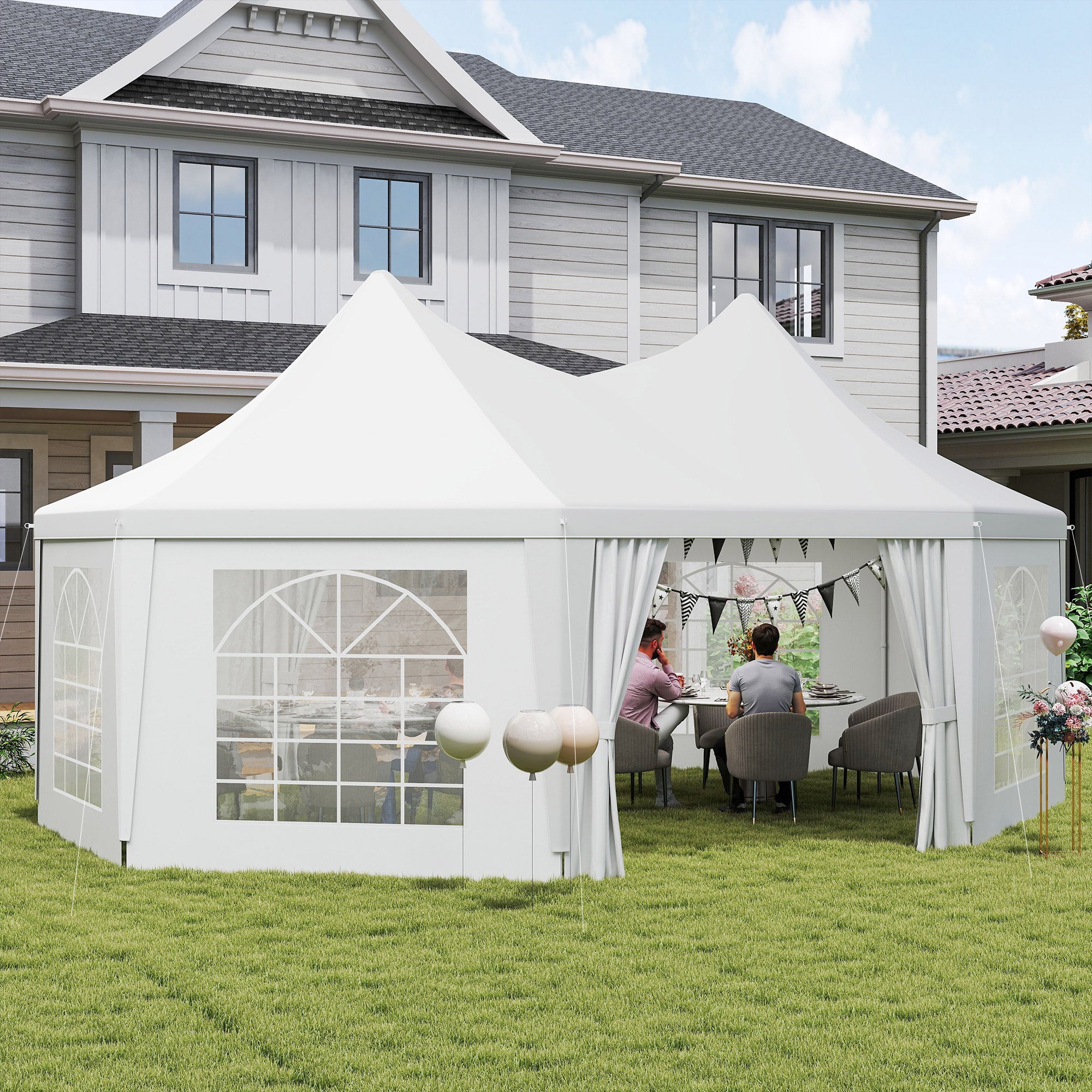 Outsunny 6.8 x 5m Octagonal Marquee Gazebo - White