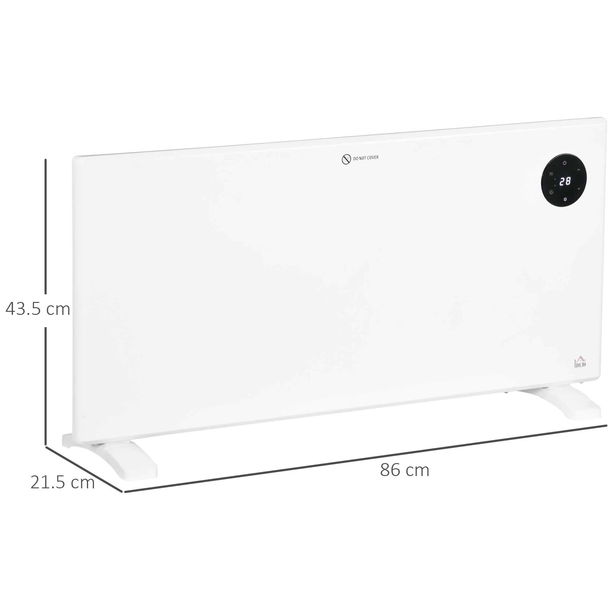 HOMCOM 2000W Electric Convector Heater, Freestanding or Wall Mounted, Space Heater with Adjustable Thermostat, Timer, White