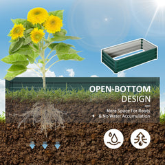 Outsunny Raised Beds for Garden, Galvanized Outdoor Planters, for Herbs and Vegetables, Use for Patio, Backyard, Balcony, Green