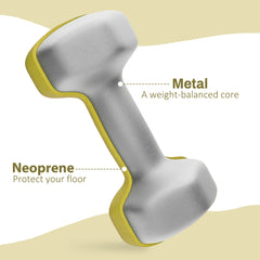 SPORTNOW 2 x 1kg Hexagonal Dumbbells Weights Set with Non-Slip Grip for Home Gym Workout, Yellow