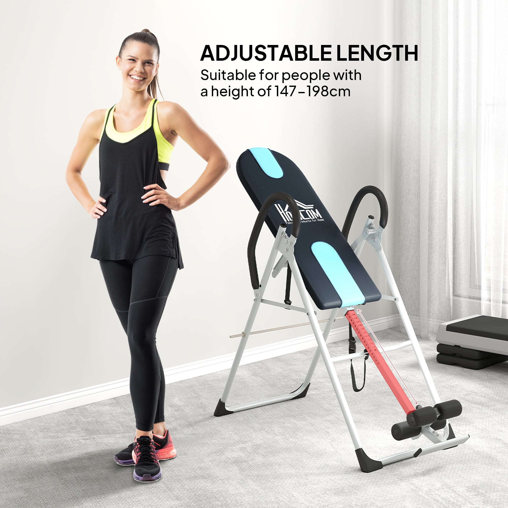 HOMCOM Foldable Gravity Inversion Table Back Therapy Home Fitness Bench Black