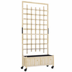 Outsunny Wooden Trellis Planter, Raised Garden Bed with Wheels, to Climb and Grow Vegetables, Herbs and Flowers, Natural