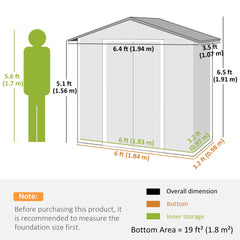 Outsunny 6.5 x 3.5ft Metal Garden Storage Shed - Green