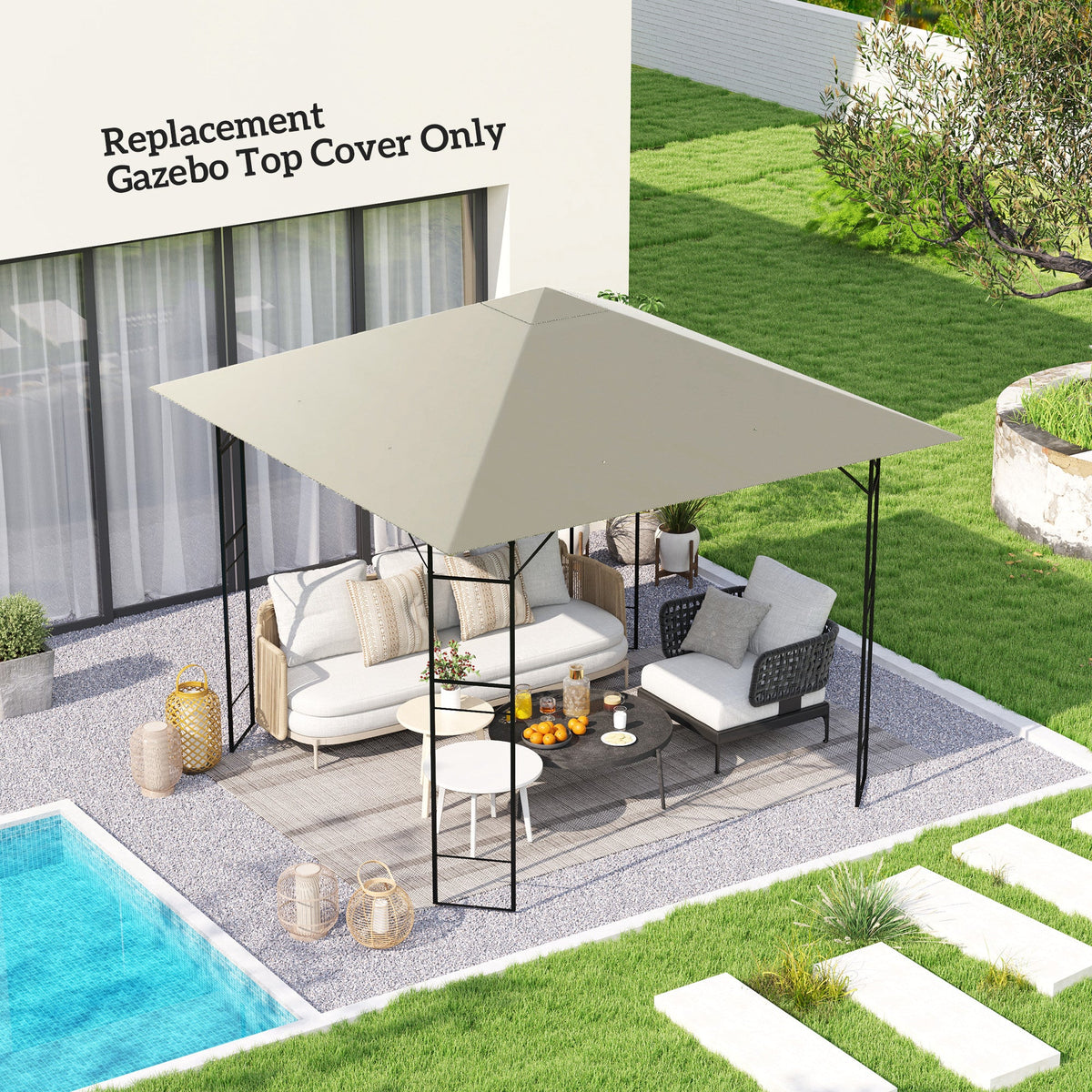 Outsunny 3 x 3(m) Gazebo Canopy Replacement, for 01-0867 - Grey