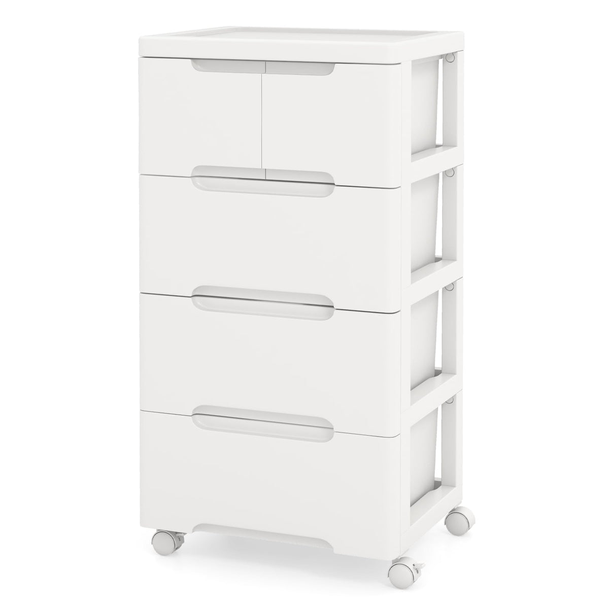 Vertical Rolling Storage Cabinet with Universal Wheels and Lockable Wheels-4 Drawers