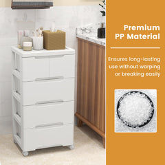 Vertical Rolling Storage Cabinet with Universal Wheels and Lockable Wheels-4 Drawers