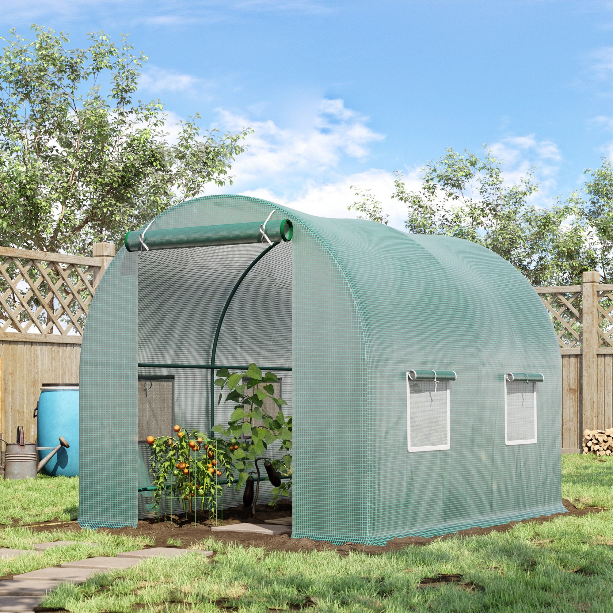 Outsunny 245 x 200cm Polytunnel Greenhouse - Green
