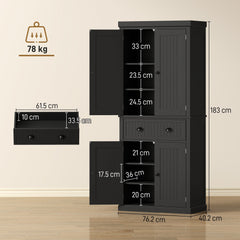 HOMCOM Kitchen Storage Cabinet with Drawer and Adjustable Shelves - Black