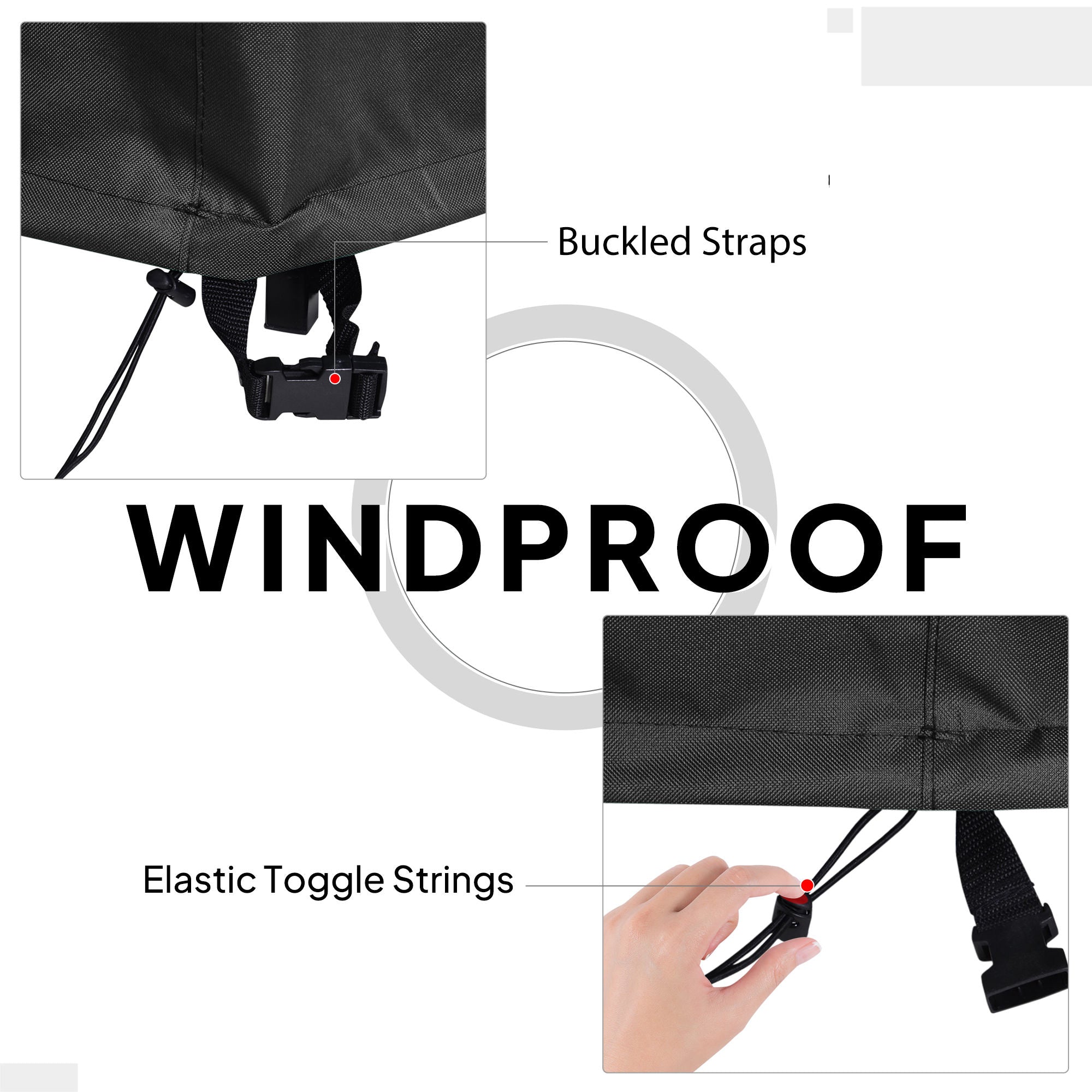 Outsunny Garden Patio Large Furniture Set Round Cover 600D Oxford Waterproof, √ê¬§193 x 80H cm, Black