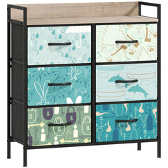 HOMCOM 6-Drawer Chest of Drawers - Blue