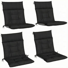Outsunny Patio Chair Cushions Set of 4, Waterproof Non-Slip Lounge Chair Cushions, 112x53cm, Black