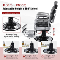 Height Adjustable 360° Swivel Vintage Salon Barber Chair-Black