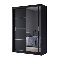 Black Mirrored Sliding Door Wardrobe 150cm – MAYFAIR