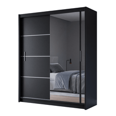 Black Mirrored Sliding Door Wardrobe 180cm – MAYFAIR