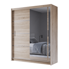 Oak Sonoma Mirrored Sliding Door Wardrobe 180cm – MAYFAIR