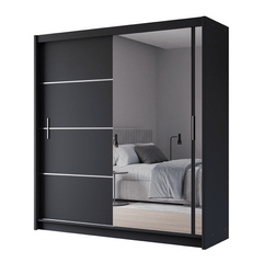 Black Mirrored Sliding Door Wardrobe 203cm – MAYFAIR
