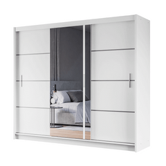 White Mirrored Sliding Door Wardrobe 250cm – MAYFAIR