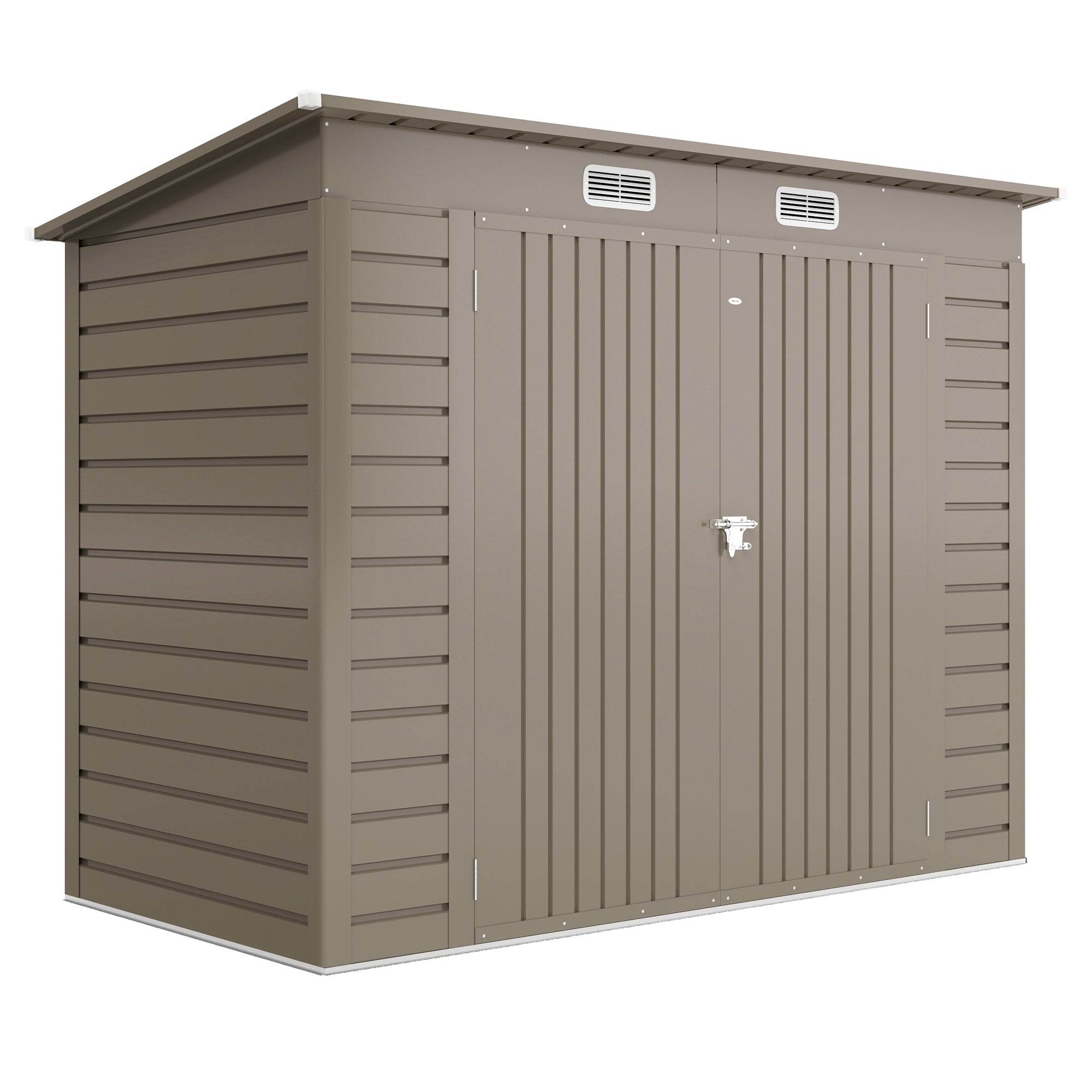 Outsunny 3.7 x 7.9ft Galvanised Steel Shed, with Latched Door and Padlock - Light Grey