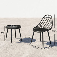 Outsunny 3-Piece Outdoor Bistro Set with 2 Chairs and Round Table for Garden, Balcony, Porch, Black