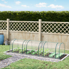 Outsunny Mini Greenhouse, Small Polytunnel Green House with Zipped Doors, Steel Frame for Garden Patio, 300 x 100 x 80cm