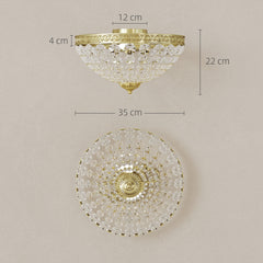 HOMCOM Crystal Chandelier Ceiling Light with 168 Octagonal Beads, Vintage 2-Light Flush Mount Ceiling Light for Living Room, Bedroom, Hallway, Dining Room, Gold Tone