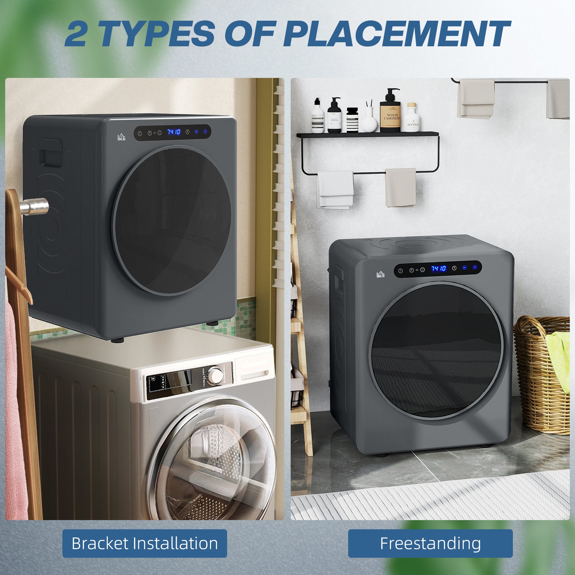 HOMCOM 4kg Compact 40-60√¢‚Äû∆í Tumble Dryer - Grey