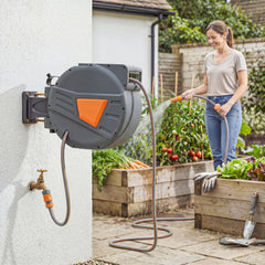 Outsunny Retractable Hose Reel Wall Mounted in Orange, image 2