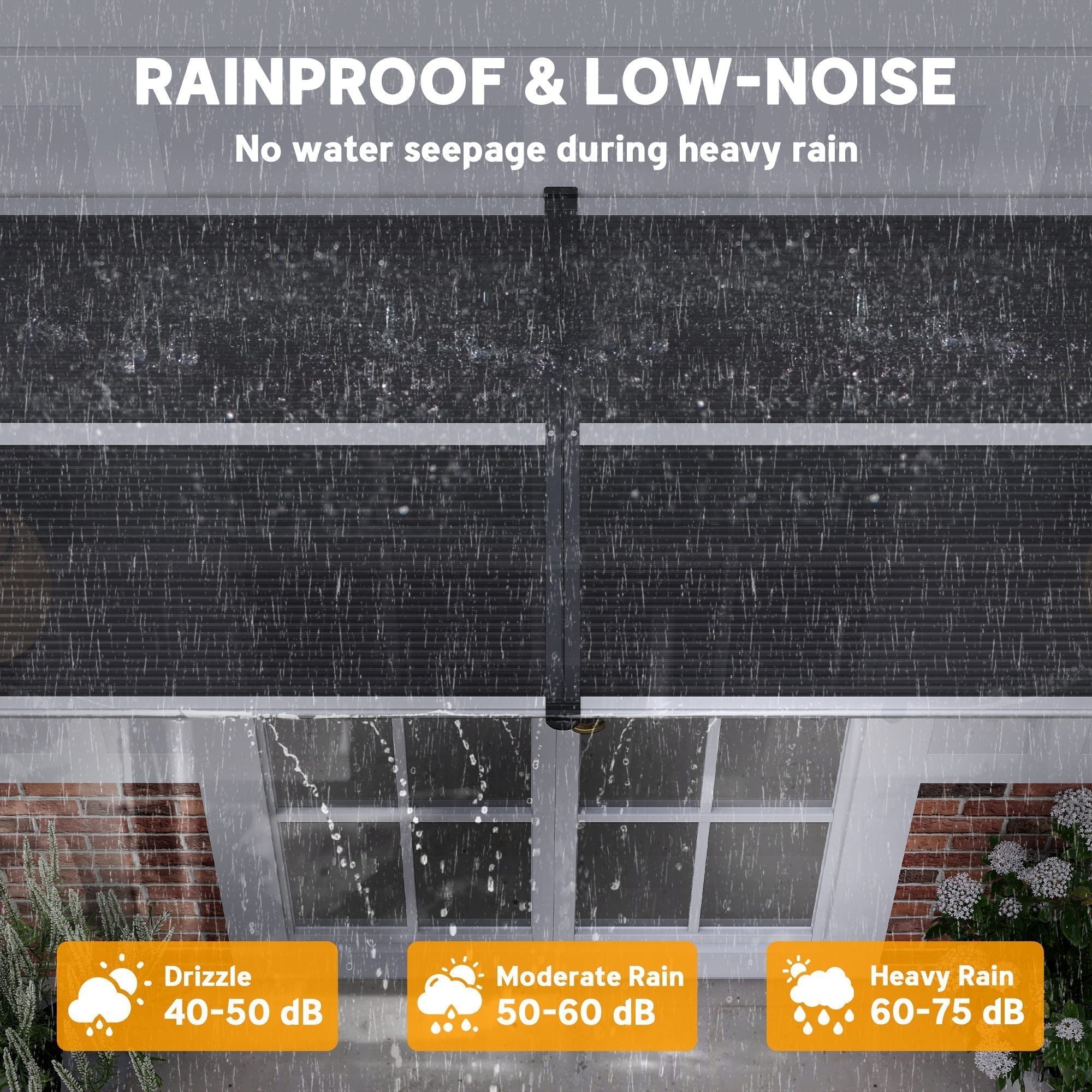 Outsunny Front Door Canopy Outdoor Awning Aluminium Rigid Plastic Polycarbonate Rain Shelter UV Water Rain Resistant 196 x 75cm Black