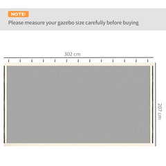 Outsunny 302 x 207cm Universal Replacement Mesh Sidewall Netting for Patio Gazebos and Canopy Tents, (Sidewall Only) Beige