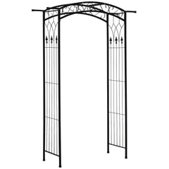 Outsunny 211cm Height Metal Garden Arch Arbor for Wedding Decor for Climbing Plants and Outdoor Decoration