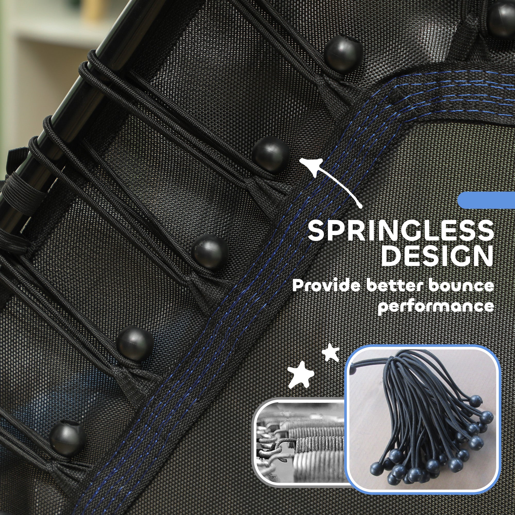 HOMCOM Kids Trampoline Mini Bouncer with Enclosure Safety Net For Ages 3-10 Years - Blue