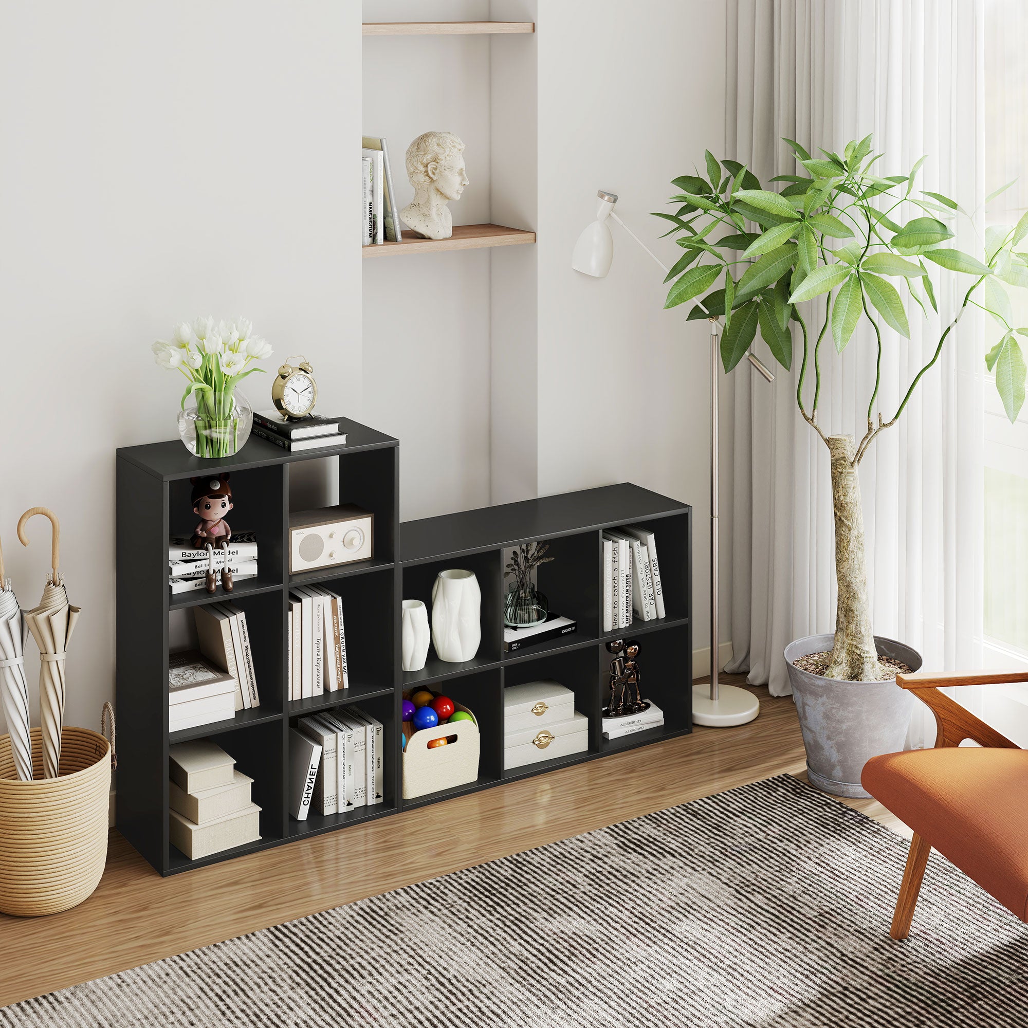 HOMCOM 6-Cube Bookshelf - Black