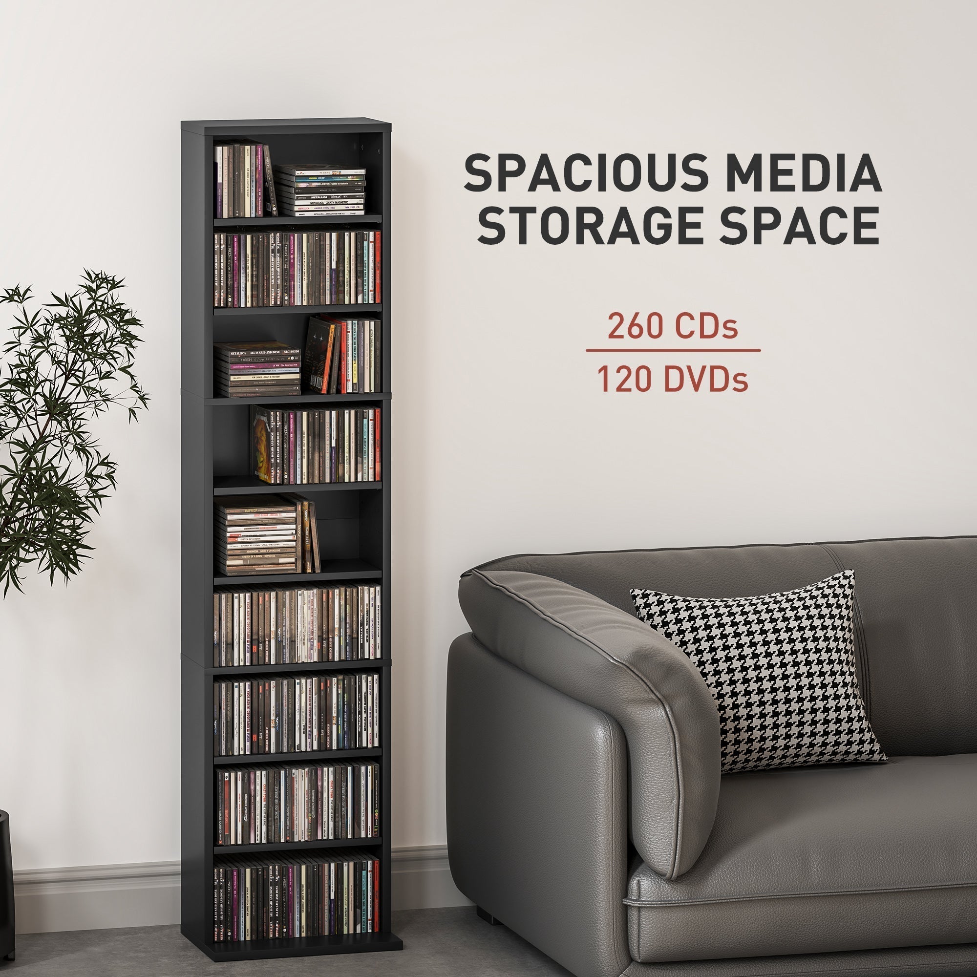 HOMCOM 260 Narrow CD Storage Unit - Black