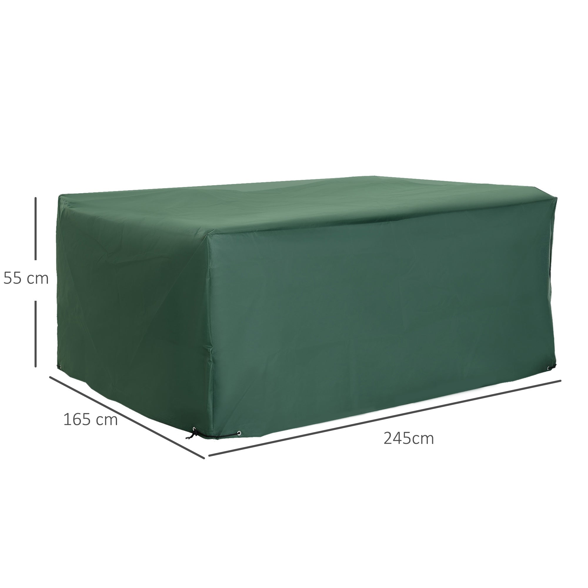 Outsunny Outdoor Garden Furniture Cover Waterproof, Anti-UV 600D Heavy Duty Oxford Fabric Patio Furniture Cover for Rectangular Sofa Table Set, Green, 245 x 165 x 55 cm