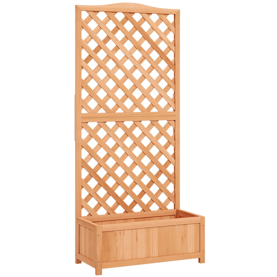 Outsunny Wooden Planter with Trellis, Freestanding Raised Bed for Garden with Lattice, Outdoor Planter Box for Climbing Plants, Vines, Flowers, 76 x 36 x 170 cm, Brown