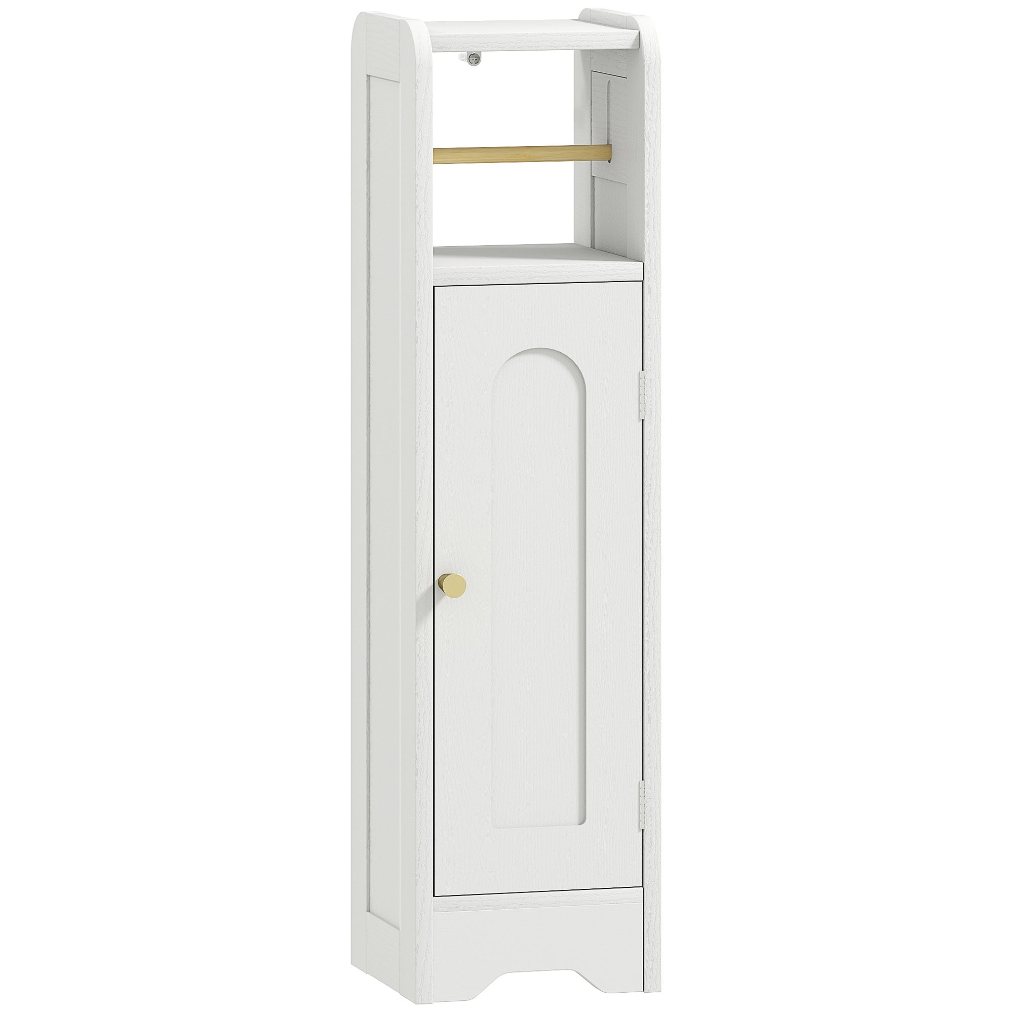 HOMCOM Small Bathroom Storage Cabinet with Toilet Roll Holder - White