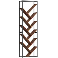 HOMCOM 10 Shelf Industrial-Style Bookshelf - Black/Brown