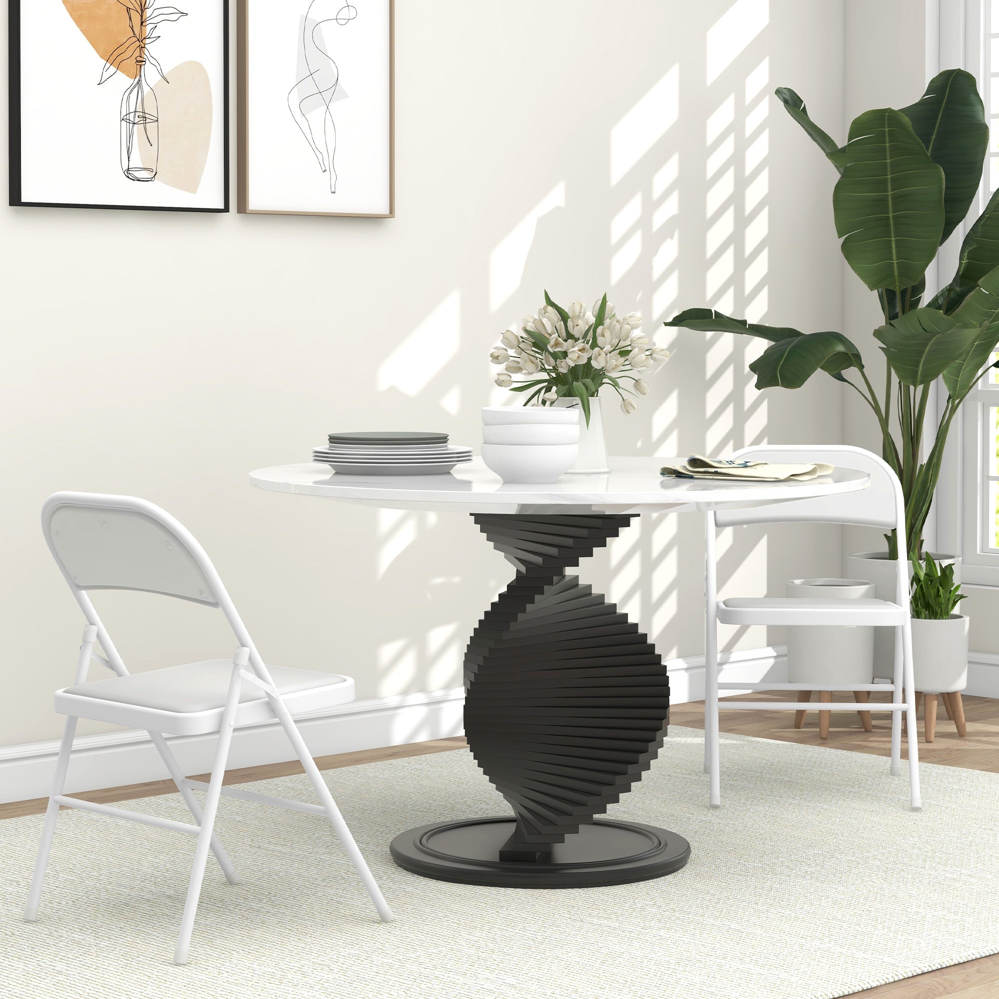 HOMCOM Set of Two Cushioned Folding Chairs - White