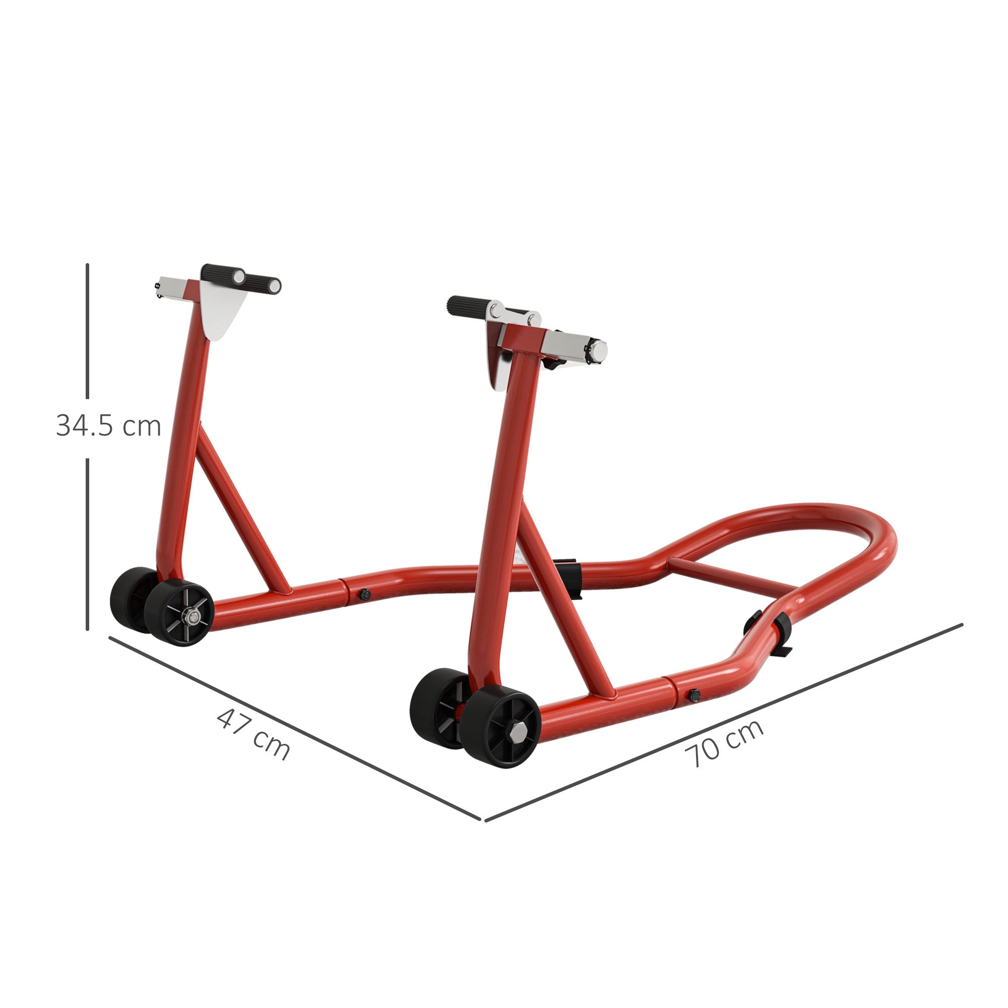 HOMCOM Front Motorcycle Paddock Stand Motorbike Stand with Anti-Slip Mat, U-Shaped and L-Shaped Adapters, 200 kg Capacity, for 18", 17" and 10" Tyre, Red
