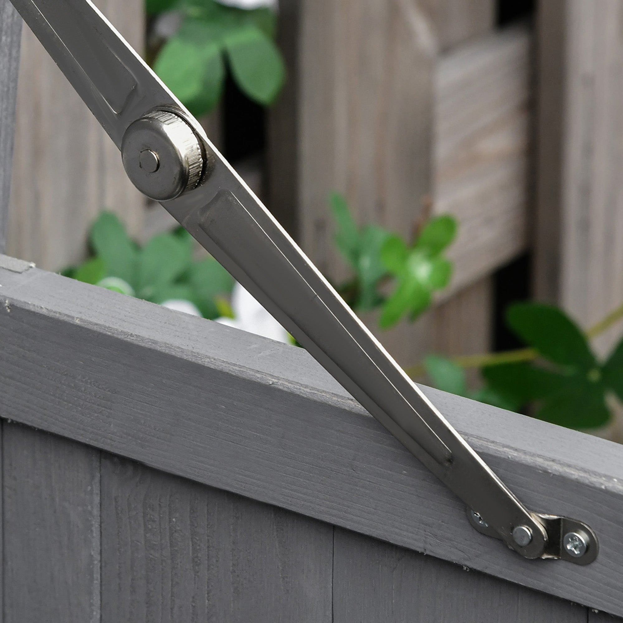 Outsunny Small Shed, Wooden Garden Shed with Openable Hinged Roof and Removable Shelf, Outdoor Tool Storage Cabinet Chest with Double Doors, 74 x 43 x 88 cm, Grey