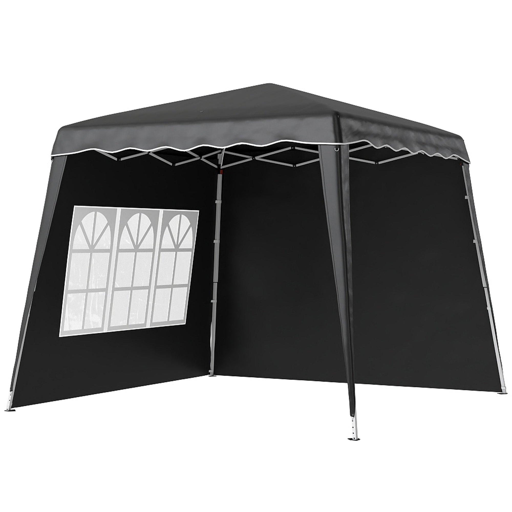 Outsunny 2.4 x 2.4m Two Wall Pop Up Gazebo - Black