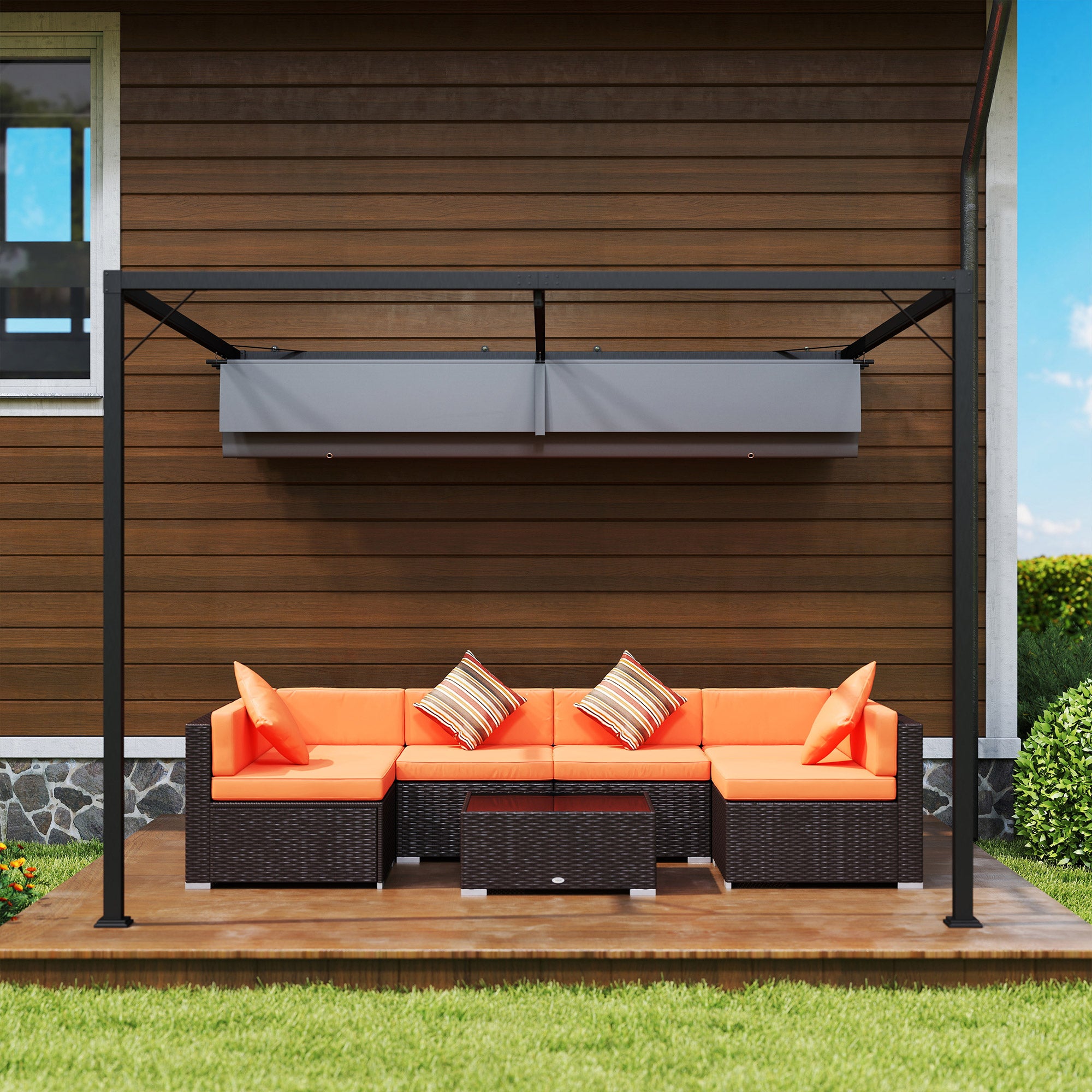 Outsunny 3 x 3 m Pergola, with Sliding Canopy - Grey