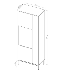 Querty 07 Tall Display Cabinet 70cm